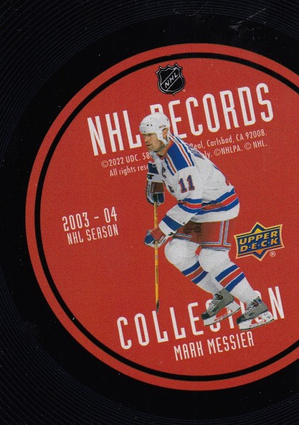 insert karta MARC MESSIER 21-22 Extended Record Collection číslo RB-8